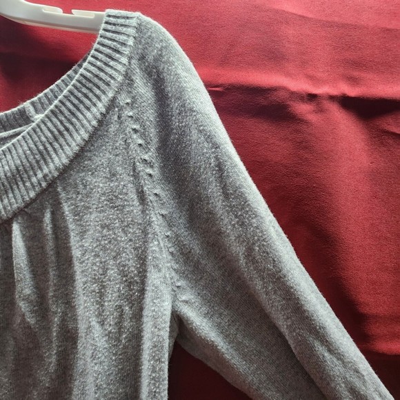 DUO MATERNITY Size Medium Gray Long Sleeve Sweater Tunic Rayon Cotton Knit Rib - Picture 7 of 8